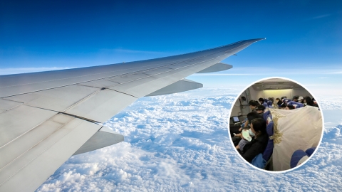 內地男機上建白帳篷防疫 嚇壞乘客：以為有人死左